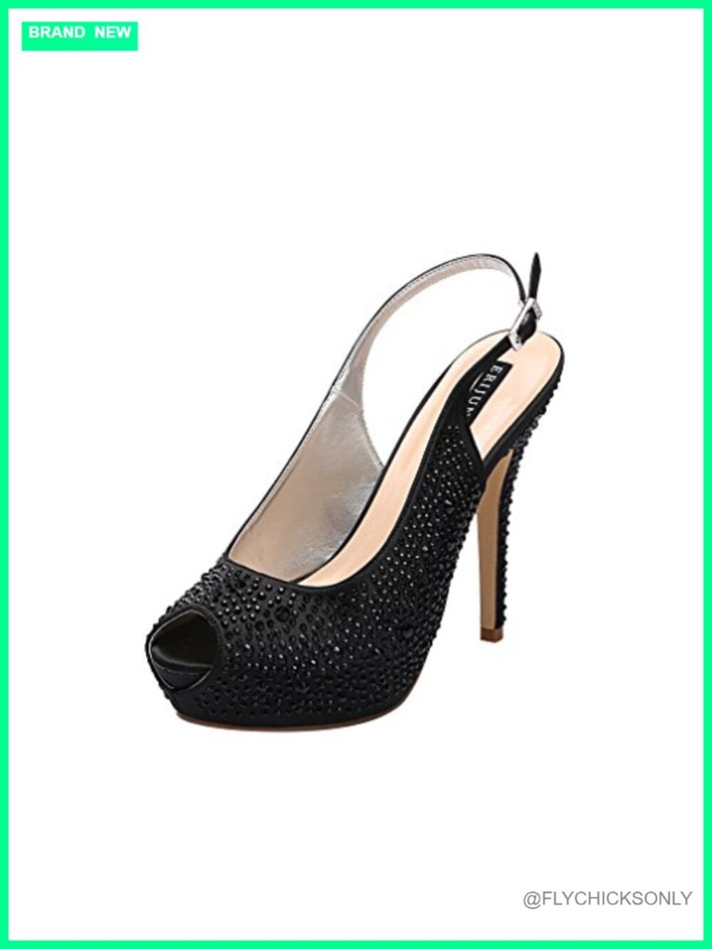 ERIJUNOR Women High Heel Peep Toe Slingback Platform Pump
